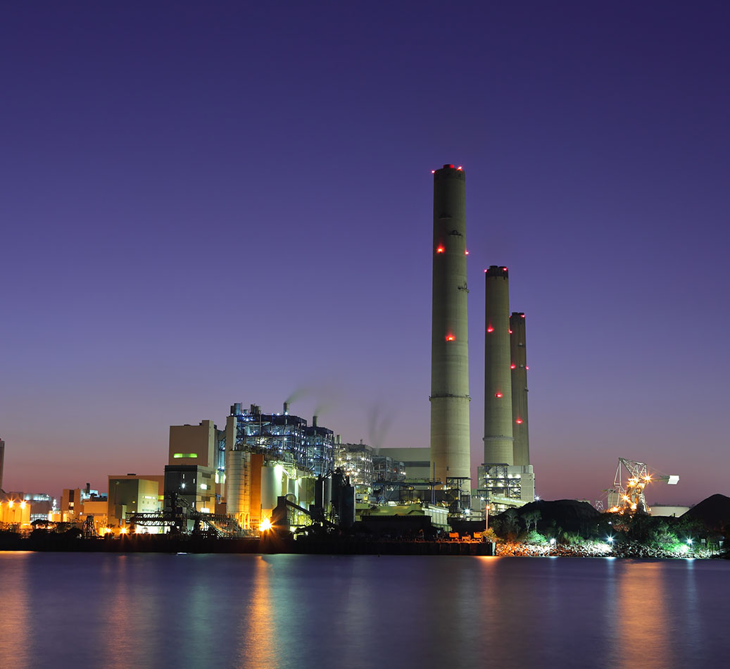 Industrial building at night